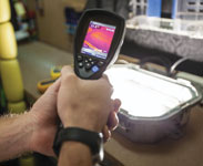Thermal analysis of a luminaire using an infrared camera to measure temperature and record heat gradient/transfer.